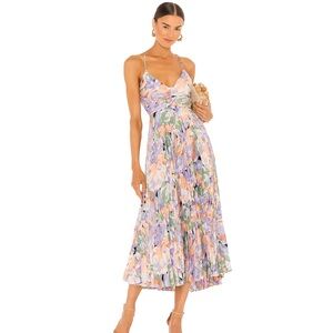 Astr Coral Multi Floral Midi Dress